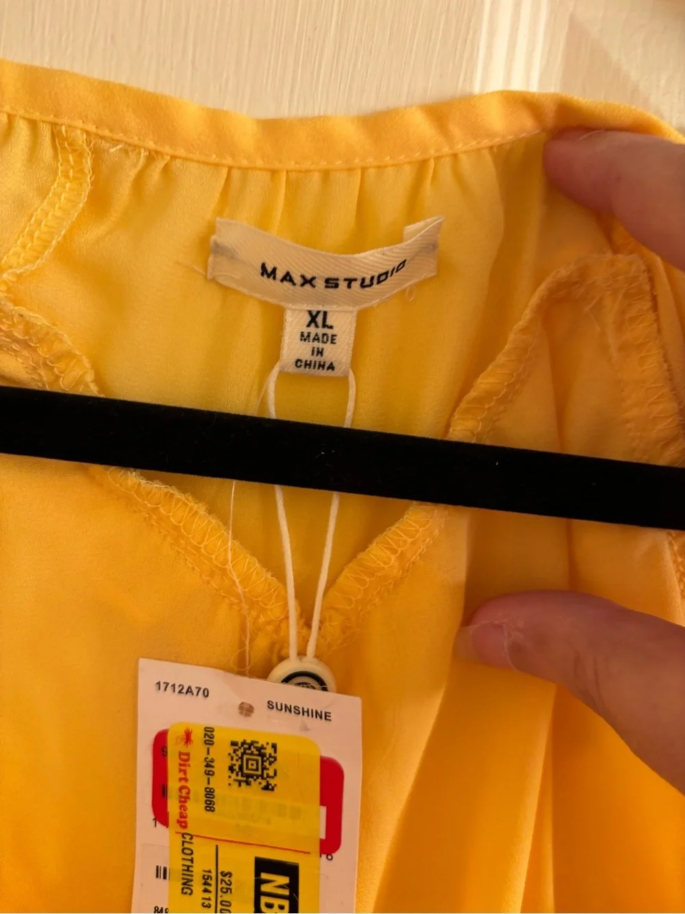 Max Studio Sunshine Yellow Ruffle Tie-Neck Top NWT